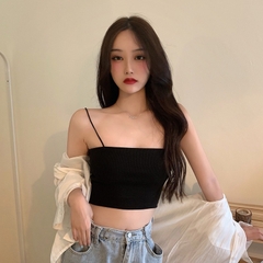 Áo 2 dây nữ croptop trơn HY KOREA dáng ngắn ôm Freesize