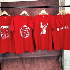Áo thun Noel HY KOREA tay ngắn nam nữ cotton form rộng In Hình Cây Thông Người Tuyết PQ163