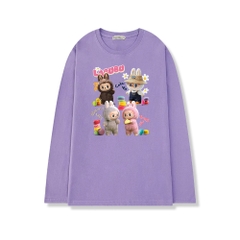 Áo Thun Tay Dài HY KOREA Gấu Labubu 1666 Form Rộng Unisex Freesize