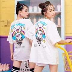 TL09 Áo Thun Tay Lỡ Unisex THỎ KEM