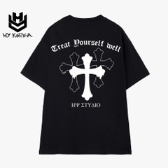 Áo Thun Tay Lỡ HY KOREA Nam Nữ Cotton 100 Unisex BA THÁNH GIÁ 980