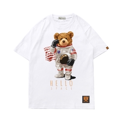 Áo thun unisex tay ngắn nữ form rộng in hình Gấu Hello Space 348