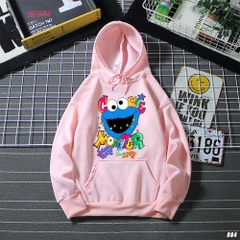 Áo Hoodie nam nữ Unisex Cute HY KOREA Cookie Monster 884 Vải Nỉ Bông