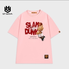 Áo Phông Nam Nữ tay lỡ HY KOREA form rộng in hình Gấu bóng rổ Slam Dunk 635