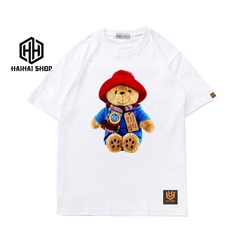 Áo phông nữ cute tay ngắn unisex form rộng in hình Gấu đội nón 443