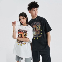 Áo Phông Rộng HY KOREA Tay Lỡ Trust God Unisex Nam Nữ TLLC60