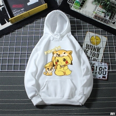 Áo Hoodie Unisex Cute HY KOREA Pikachu 881 Vải Nỉ Bông