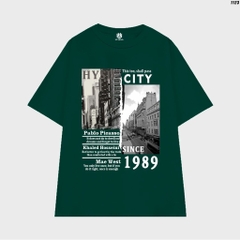 Áo Thun Unisex CITY 1123 Tay Lỡ Cotton 100 Form Rộng HY KOREA