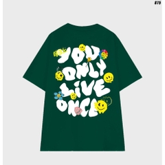 Áo phông unisex tay lỡ YOU ONLY LIVE ONCE 875 HY KOREA form rộng dành cho nam nữ