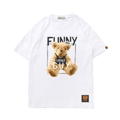 Áo thun unisex tay ngắn Vải cotton 75% form rộng Gấu Funny 923