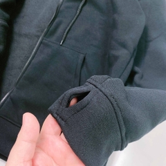 Áo khoác hoodie zip local brand HY KOREA Nam Nữ Unisex Basic Nỉ Bông Trơn Dày Dây Kéo Màu Đen