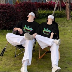 Áo thun unisex form rộng nam nữ tay lỡ basic Friday 820 HY KOREA