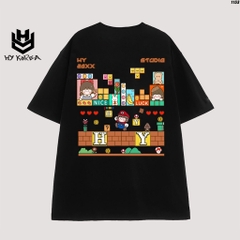 Áo Thun Nữ Tay Lỡ Cotton 100 Unisex Mario Game 1153 HY KOREA