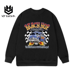 Áo khoác sweater nam HY KOREA Chất Nỉ Bông In Hình Beach Hop 422 Form Rộng