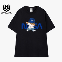 Áo Thun HY KOREA Nam Nữ Tay Lỡ Cotton 100 Unisex Gấu NASA 978