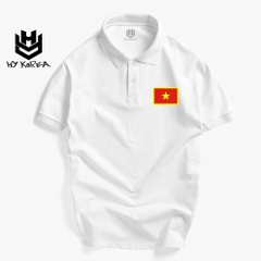 Áo Thun Polo HY Korea Nam Nữ Vải Cá Sấu 4 Chiều Cổ Trụ Thêu Lá Cờ Việt Nam TH01