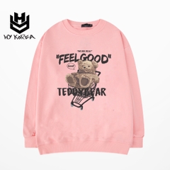 Áo khoác sweater nữ HY KOREA Chất Nỉ Bông In Hình TeddyBear 345 Form Rộng