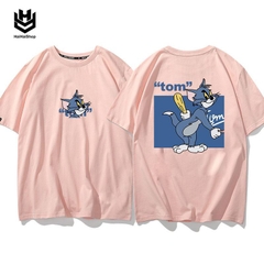 Áo Thun Tay Ngắn Tom & Jerry In KTS Form Rộng Unisex Nam Nữ, Cotton 75%, Co Giãn, Loại Tốt,HaiHaiShop