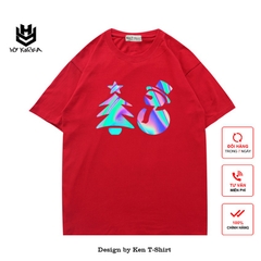 Áo thun Noel HY KOREA tay ngắn nam nữ cotton form rộng In Hình Cây Thông Người Tuyết PQ163