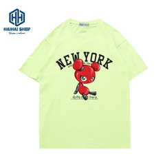 Áo thun form rộng tay ngắn nam nữ Gấu NewYork 925