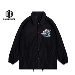 Áo Khoác Dù Cổ Bẻ In Hình Cò Japan 344, Dù 2 Lớp Dày Dặn, Phong Cách LocalBrand