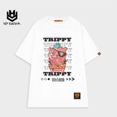 Áo phông unisex tay lỡ Gấu TRIPPY 718 HY KOREA nam nữ form rộng