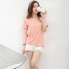 Áo Thun Trơn Màu Hồng Tôm 35/65