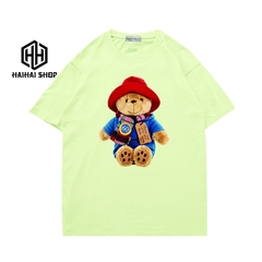 Áo phông nữ cute tay ngắn unisex form rộng in hình Gấu đội nón 443