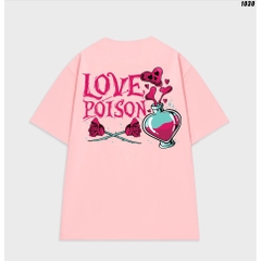 Áo thun tay lỡ unisex form rộng Love Poison 1030 HY KOREA