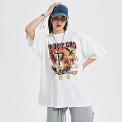 Áo Phông Rộng HY KOREA Tay Lỡ Trust God Unisex Nam Nữ TLLC60