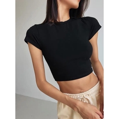 Áo thun croptop trơn HY KOREA dáng ngắn ôm nữ tay ngắn Freesize