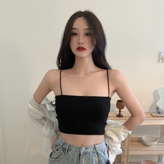 Áo 2 dây nữ croptop trơn HY KOREA dáng ngắn ôm Freesize