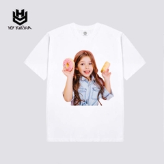 Áo Thun Tay Lỡ In Hình Em Be Gái Donut 356 Form Rộng 100 Cotton HY Korea