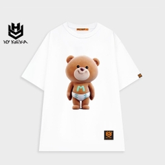 Áo phông cute tay lỡ HY KOREA nam nữ form rộng in hình Gấu Baby 475