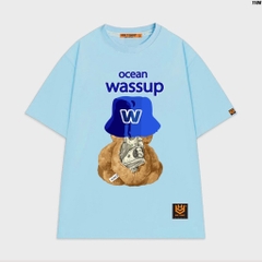 Áo thun tay lỡ nam nữ unisex form rộng Gấu Wassup 1106