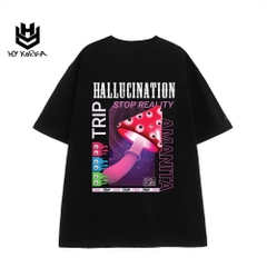 Áo thun tay lỡ nam nữ form rộng basic HY KOREA in hình Nấm Hallucination 719