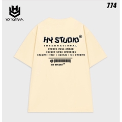 Áo thun tay lỡ HY Studio 774 nam nữ form rộng basic