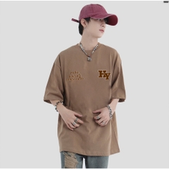 Áo Thun Tay Lỡ Cotton 100 Unisex Form Rộng Black Work 1066 HY KOREA