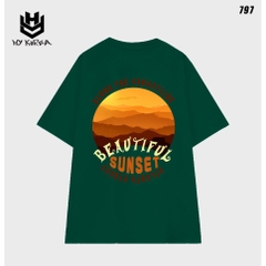 Áo phông unisex form rộng nam nữ tay lỡ Beautiful sunset 797 HY KOREA