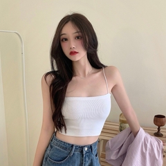 Áo 2 dây nữ croptop trơn HY KOREA dáng ngắn ôm Freesize