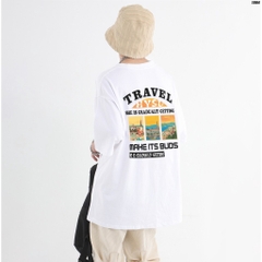 Áo thun tay lỡ form rộng nam nữ unisex TRAVEL 1064 HY STUDIO