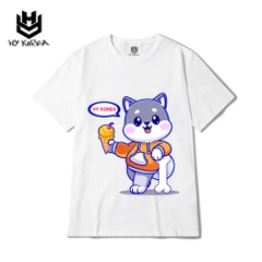 Áo Phông Dễ Thương Cute Cún Husky 621 Tay Lỡ HY Korea Form Rộng Cotton 100.