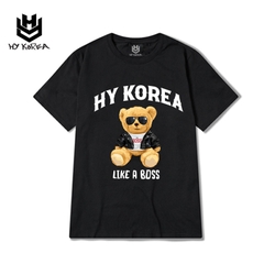 Áo Thun Tay Lỡ 100 Cotton Form Rộng HY Korea In Hình Gầu Like A Boss 346