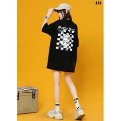 Áo thun nam nữ form rộng nam nữ tay lỡ Thiên thần Lucky Dorg 825 Caro HY KOREA