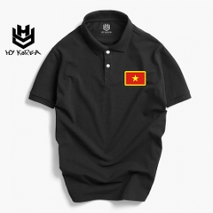 Áo Thun Polo HY Korea Nam Nữ Vải Cá Sấu 4 Chiều Cổ Trụ Thêu Lá Cờ Việt Nam TH01