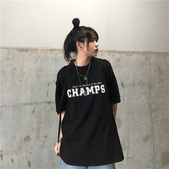 TLDC23 Áo Thun Lỡ In Decal Hàn Quốc Champs