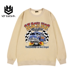 Áo khoác sweater nam HY KOREA Chất Nỉ Bông In Hình Beach Hop 422 Form Rộng