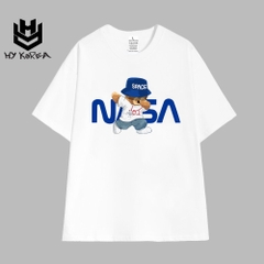 Áo Thun HY KOREA Nam Nữ Tay Lỡ Cotton 100 Unisex Gấu NASA 978