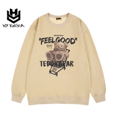 Áo khoác sweater nữ HY KOREA Chất Nỉ Bông In Hình TeddyBear 345 Form Rộng