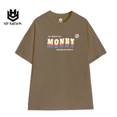 Áo Thun Tay Lỡ Unisex Basic HY Korea Cotton 100 chữ Money 735.